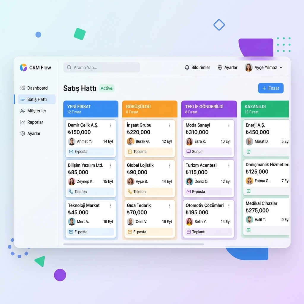 NexusLabs CRM Sürükle Bırak Kanban Satış Hunisi